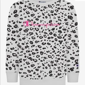 Champion White and black leopard Heritage Crew Neck Pullover
